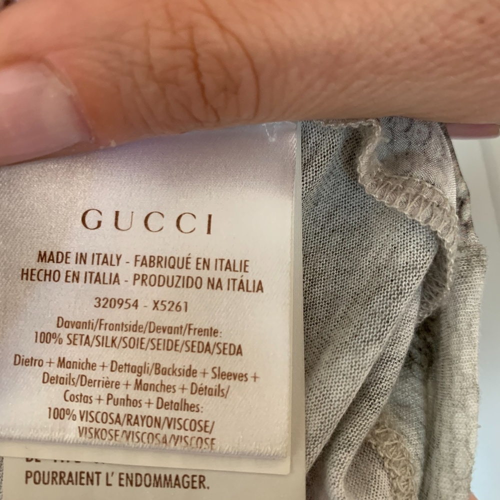 Authentic Gucci Silk Python Print T-Shirt, Sz L - image 4